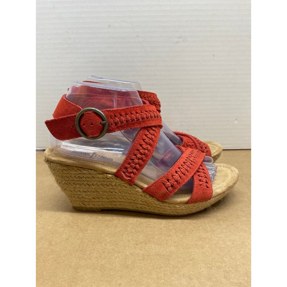 Minnetonka Haley ankle wrap espadrille wedge sandal 8